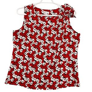 New York & Company Floral Tank Top‎ Sleeveless Blouse with Bow Detail XL